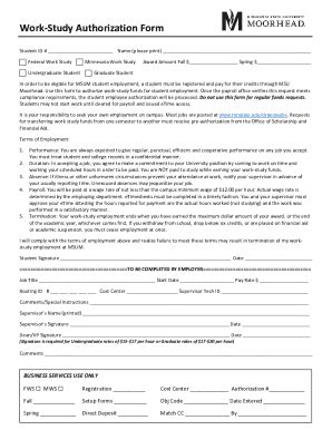 Fillable Online Off Campus Federal Work Study Hiring Authorization Fax