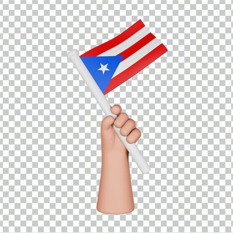 Premium Psd D Hand Holding A Flag Of Puerto Rico