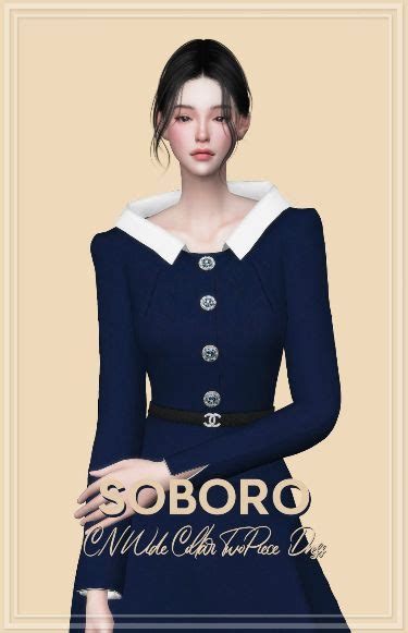 Preview Soboro Cn Wide Collar Twopiece Dress Soboro Dress Sims