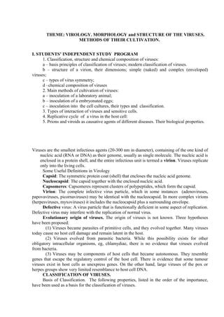 Virology Structure Of Viruses Methods Of Cultivation Pdf