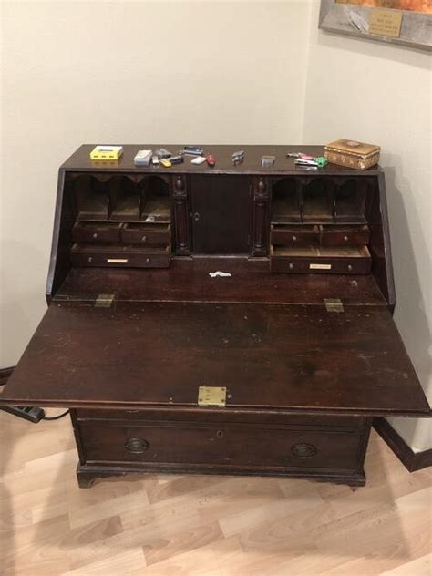 Vintage Secretary Desk With Secret Valuable Hiding Place Dropping Writing Cover Minot Nd