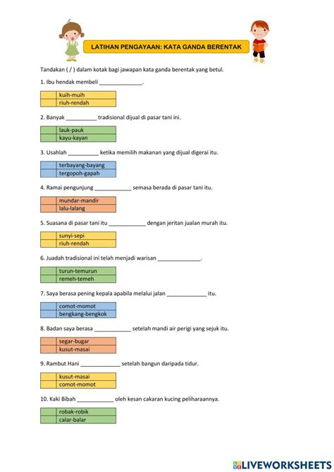 Kata Ganda Berentak Online Worksheet For Tahun 5 Live Worksheets