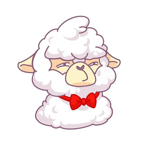 Premium Vector | A cartoon sheep head with a red bow tie.