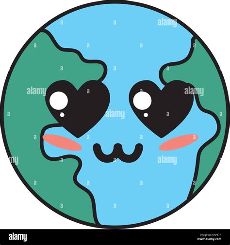 Kawaii Cute Tierno Planeta Tierra Imagen Vector De Stock Alamy