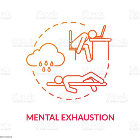 Mental Exhaustion Red Concept Icon Nap At Desk Psychological Crisis