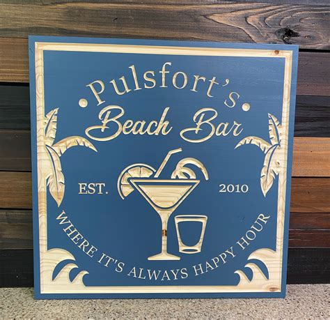 Cabana Sign Beach Bar Sign Personalized Bar Sign Tiki Bar Sign