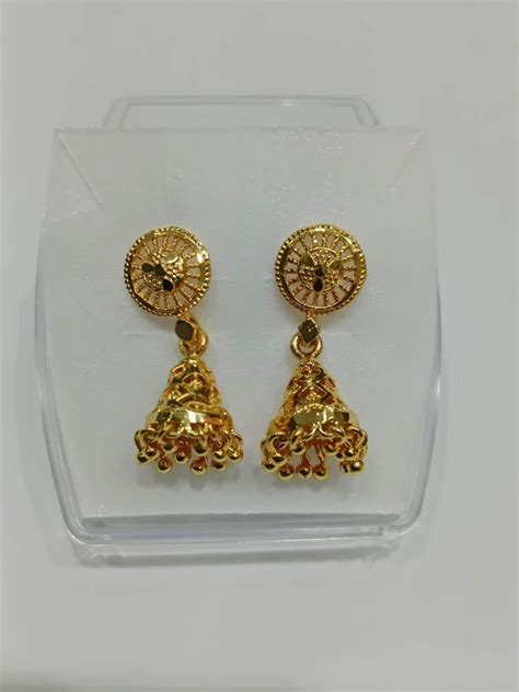 Golden Brass 3inch Gold Plated Jhumka Earrings Size 3inch L At Rs