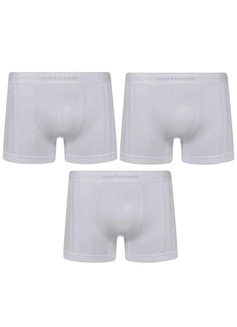 Kit 3 Cuecas Boxer Selene Sem Costura Masculino Branco Branco