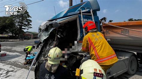 快訊／屏東兩輛砂石車恐怖對撞！車頭全爛 他爆血駕駛座身亡 Tvbs Line Today