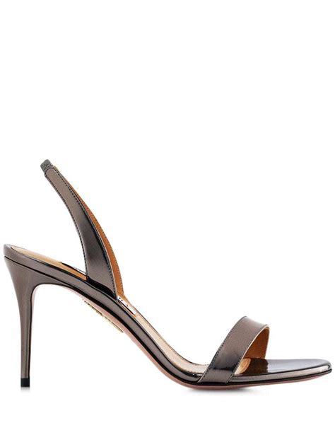 Aquazzura So Nude 85mm Patent Leather Sandals Black Editorialist