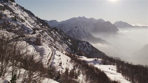 Aerial View Albanian Alps During Winter Stock Footage Video (100% ...