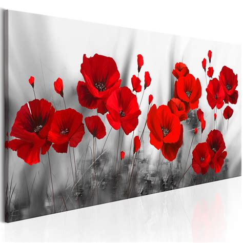 Blumen Mohn Wiese Rot Grau Wandbilder Xxl Bilder Vlies Leinwand B A