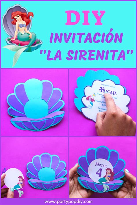 La Sirenita Ariel Invitaci N Infantil Party Pop Decoracion De