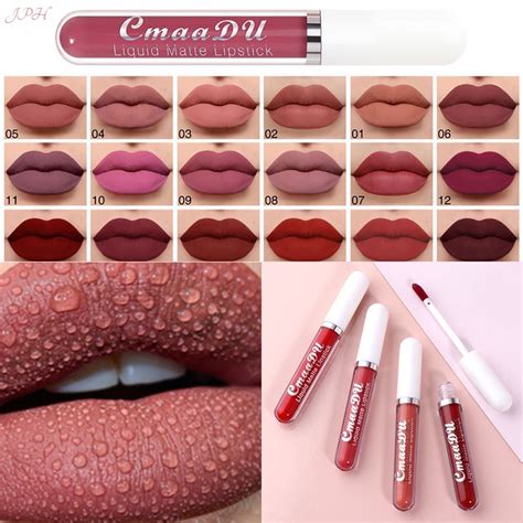 Sexy Red Matte Velvet Lip Tint Nude Liquid Lipsticks Waterproof Long Lasting Nonstick Cup