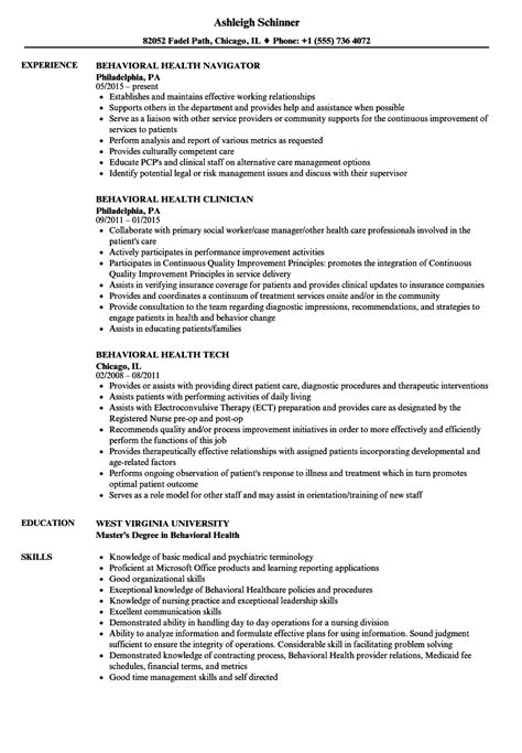 Behavioral Health Resume Samples Velvet Jobs