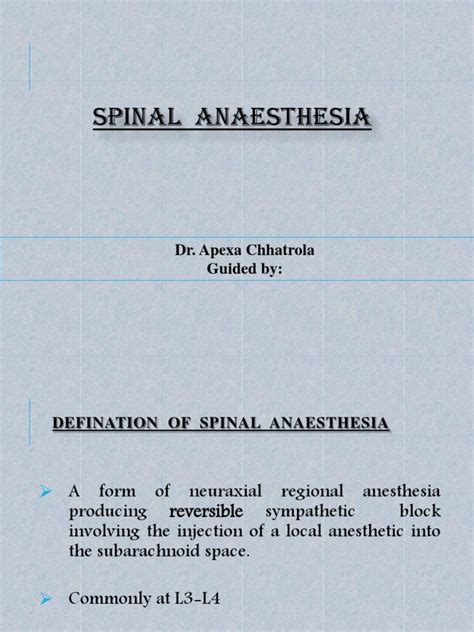 SPINAL Anaesthesia | PDF