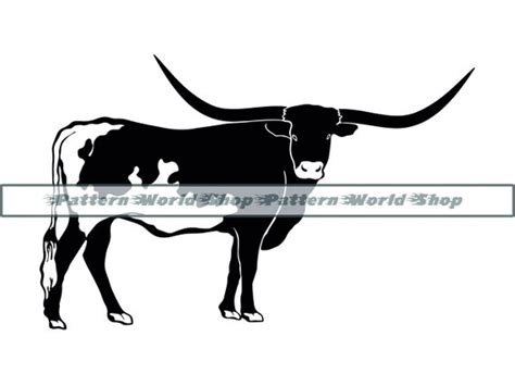 Texas Longhorn Svg Cattle Svg Texas Longhorn Clipart Texas Etsy