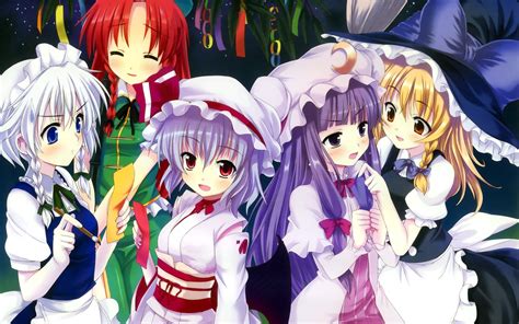 1366x768 Resolution Five Female Anime Characters HD Wallpaper