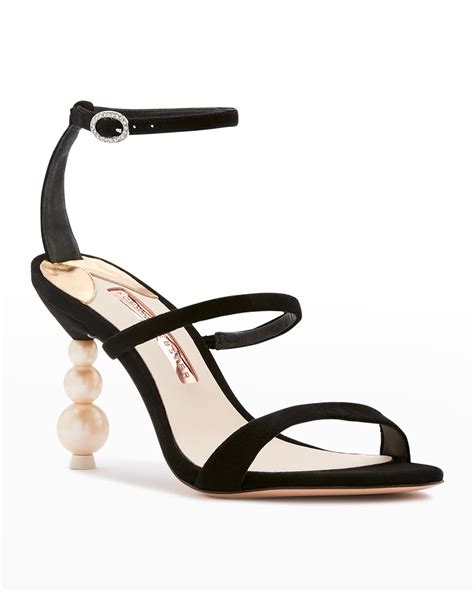 Sophia Webster Rosalind Pearl Heel Suede Sandals Neiman Marcus