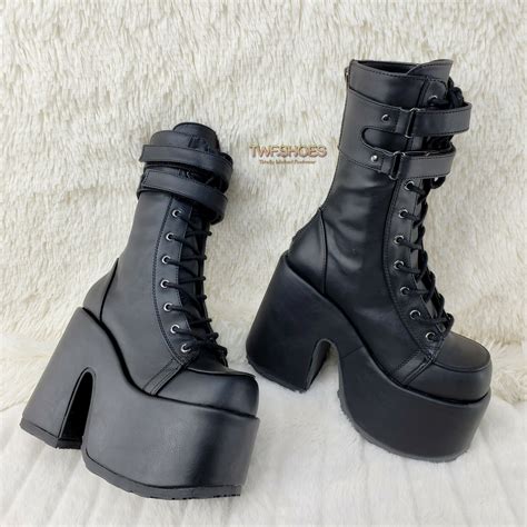 5 127mm Chunky Heel 3 75mm Platform Lace Up Boot Back Zip