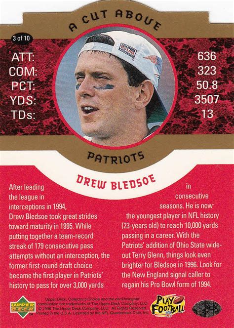 Collector S Choice A Cut Above Drew Bledsoe Trading Card