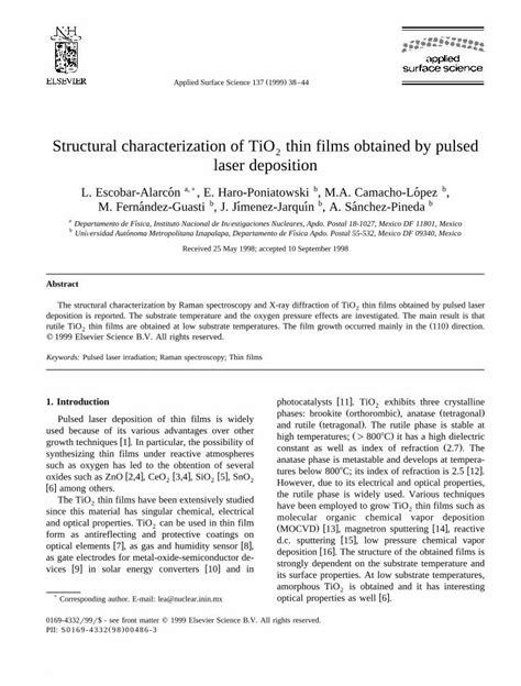 PDF Structural Characterization Of TiO2 Thin Films Obtained By Pulsed