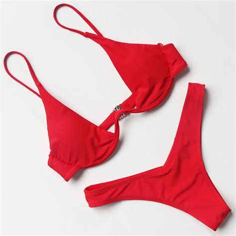 Sexy Push Up Thong Bikini 2018 Underwire Bikinis Set Women Swimsuit