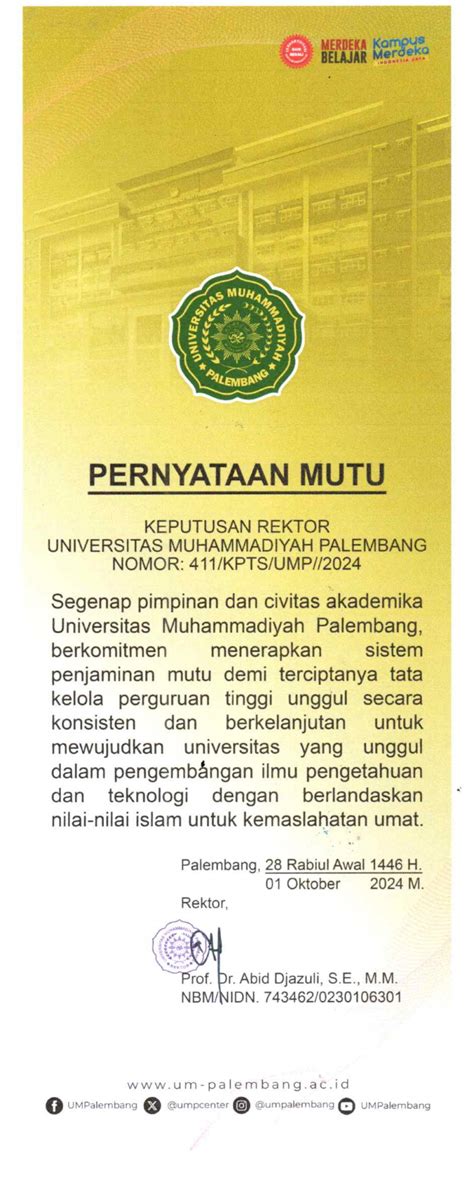 LPM UM Palembang Lembaga Penjamin Mutu Universitas Muhammadiyah Palembang