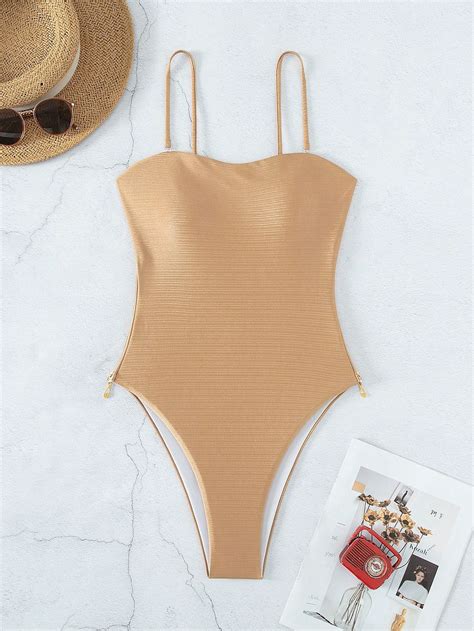 Shein Swim Chicsea Met Lico Fato De Banho De Uma Pe A Shein Brasil