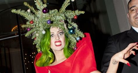 Lady Gaga Wears Christmas Tree Outfit While Leaving Jingle Bell Ball