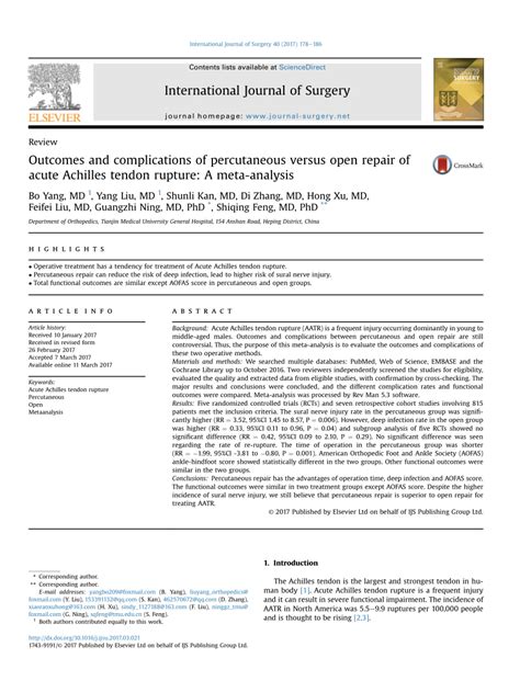 Pdf Outcomes And Complications Of Percutaneous Versus Open Repair Of