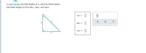 Solved A Right Triangle Has Side Lengths D E And Fas Shown