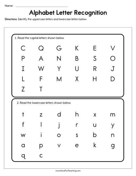 Alphabet Letter Recognition Assessment Have Fun Teaching