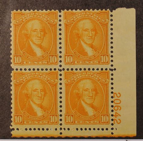 Scott Cents Washington Plate Block Og Mh Lr Scv