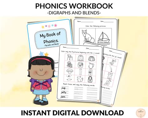 Phonics Worksheets for 2nd Grade Digraphs and Blends Reading and Writing Activities Literacy ...