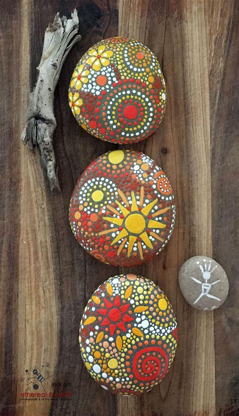 Hand Painted River Rock Rock Art Natural Home Decor Nature Art