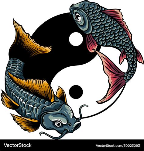 Yin Yang Koi Fish Art Royalty Free Vector Image