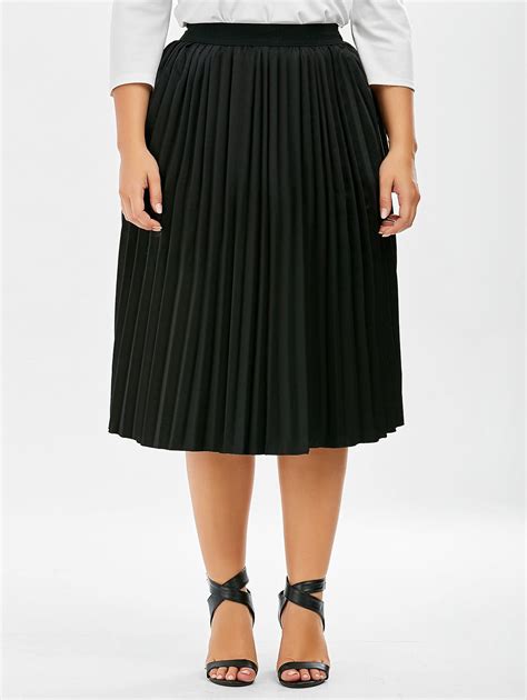 [41 Off] 2021 Plus Size Sparkly Midi Pleated Skirt In Black Dresslily