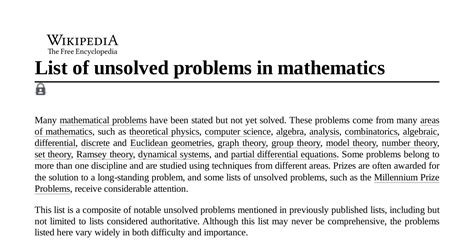 Unsolved Math Problems