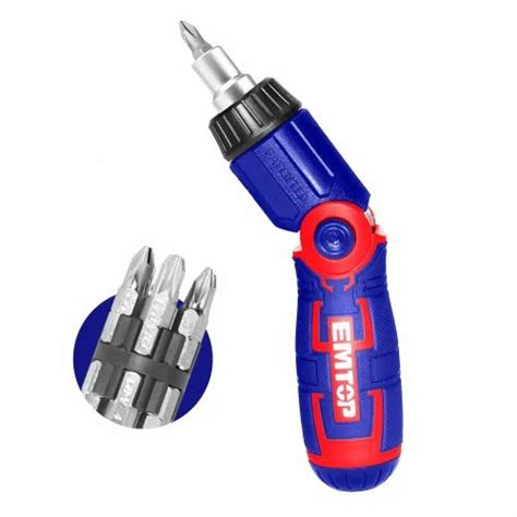 EMTOP ESDRH1502 Ratchet Screwdriver Chrome Vanadium Steel 9 Inch At