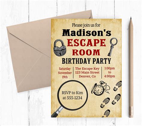 Escape Room Birthday Invitation Escape Room Party Invitation Escape Room Invitation Escape