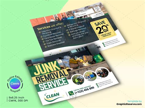 Junk Removal Service Eddm Mailer Design Canva Template Graphic Reserve