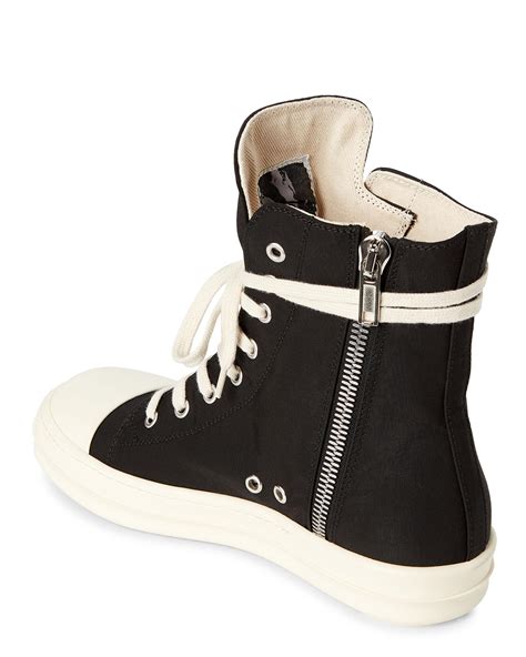 Rick Owens Drkshdw Synthetic Lace Up Nylon High Top Sneakers In Black