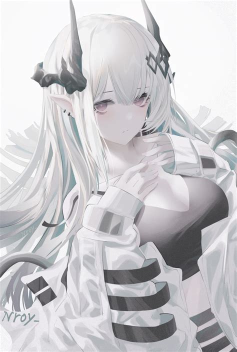 Looking At Viewer Pixiv Portrait Display Mudrock Arknights Horns