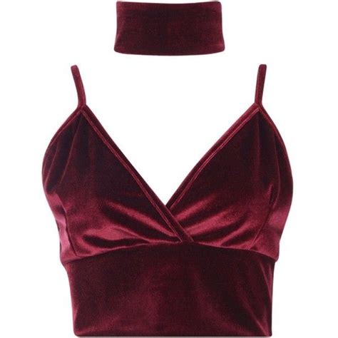 Boohoo Connie Velvet Choker Bralet €16 Liked On Polyvore Featuring