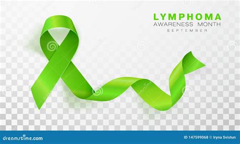 Lymphoma Awareness Month Lime Green Color Ribbon Isolated On