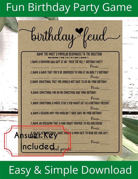 Printable Left Right Game Birthday Party