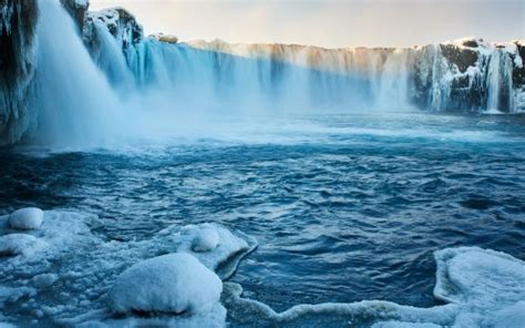 Frozen Waterfalls River Under Blue Sky During Daytime 4k 5k Hd Nature