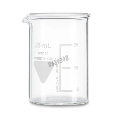 Vaso Graduado 25 Ml De Vidrio Borosilicato Forma Baja Equipo De