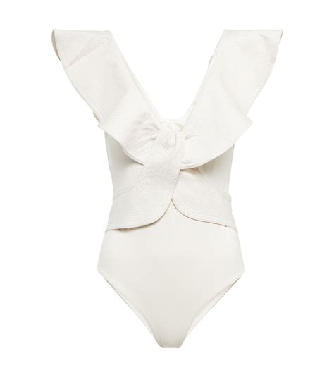 Johanna Ortiz Golden Beaches Ruffled Swimsuit White Editorialist